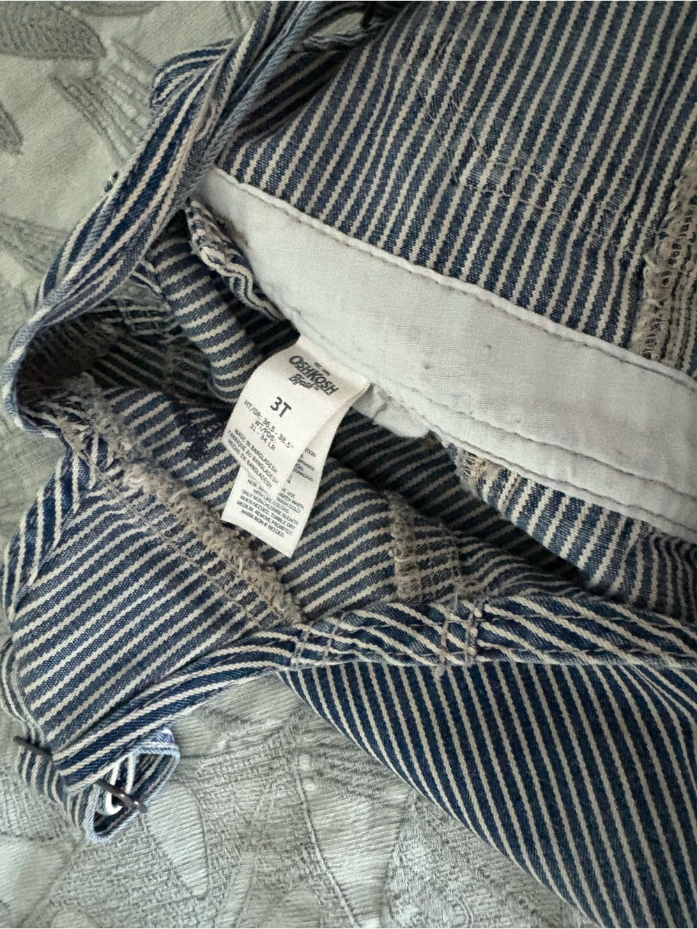 OshKosh B'gosh Blue and White Striped Denim Overalls - Picture 3 of 4